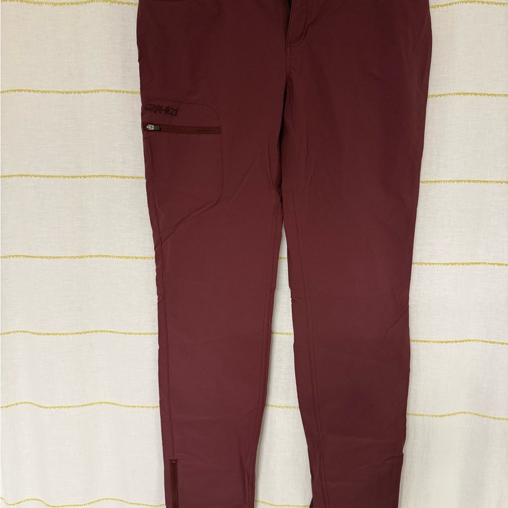 Gramicci Burgundy Slim Fit Cargo Pants with Stretchy Material